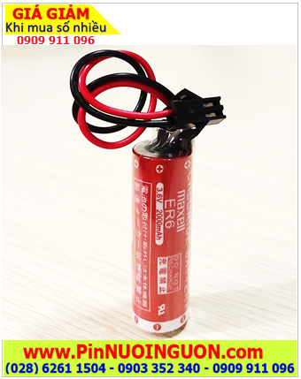 Pin Maxell ER6; Pin nuôi nguồn PLC Maxell ER6 lithium 3.6v AA1800mAh chính hãng (Zắc cắm đen to)_Xuất xứ Nhật 
